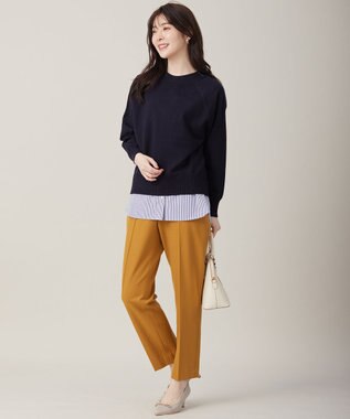 ANY SIS S 【CICA加工】ケーブルリブ ニット ネイビー