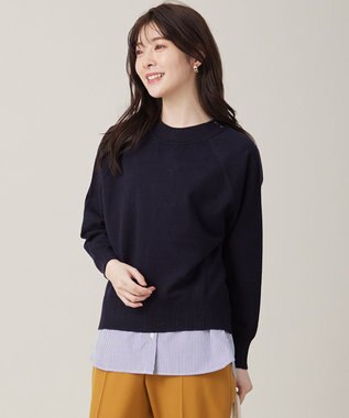 ANY SIS S 【CICA加工】ケーブルリブ ニット ネイビー