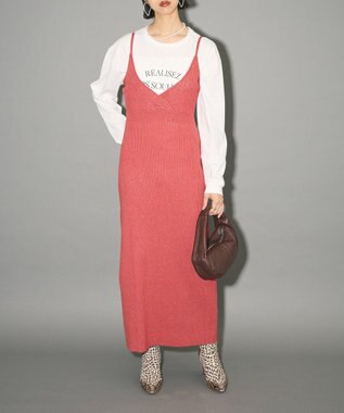 Green Parks レース編み風ビスチェキャミワンピース Red