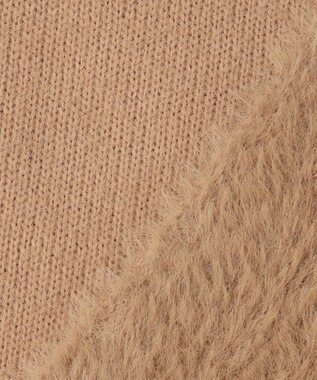 UNFILO ナイロンシャギー Vネックカーディガン キャメル