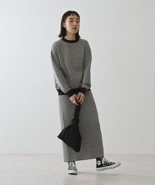 AMERICAN HOLIC バイパチ幾何学柄ニットプルオーバー Black