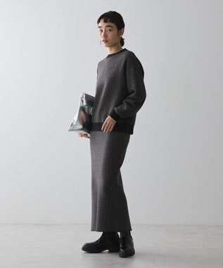 AMERICAN HOLIC バイパチ幾何学柄ニットプルオーバー Gray Mixture