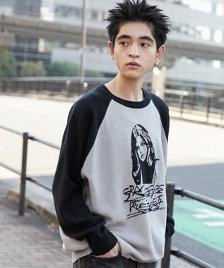 WEGO ラグランジャガードグラフィックプルオーバー ブラック