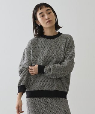AMERICAN HOLIC バイパチ幾何学柄ニットプルオーバー Black