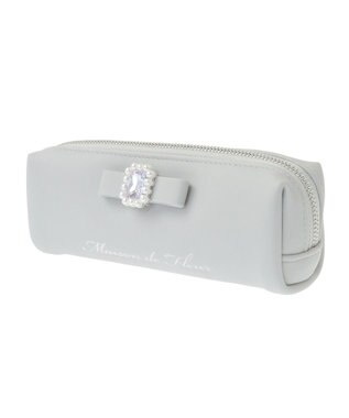 Maison de FLEUR パールビジュー合皮リボンロングポーチ Light Blue