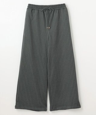 ANY 【手洗い可/ウエストゴム】ドロストワイドパンツ グレーストライプ