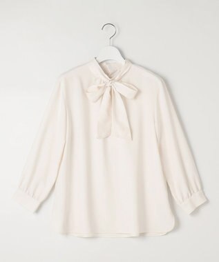 J.PRESS LADIES L 【洗える】ヌーディスバックサテン ボウタイ ブラウス アイボリー系