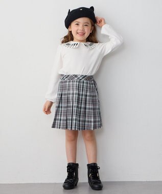 ANY KIDS ラメチェックプリーツスカパン チャコール系