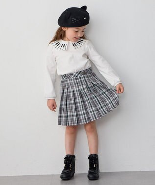 ANY KIDS ラメチェックプリーツスカパン チャコール系