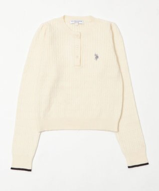 WEGO 【WEB限定/25年秋冬新作】別注USPOLOヘンリーネックニットPO ホワイトアイボリー