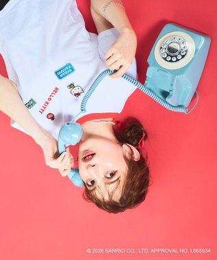 OP／FILA 【Ocean Pacific×ハローキティ】ワッペンリンガーチビTシャツ ホワイト