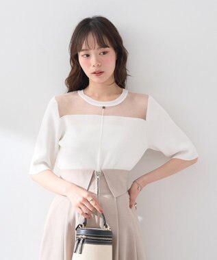 earth music&ecology シアーヨークニットプルオーバー Ivory