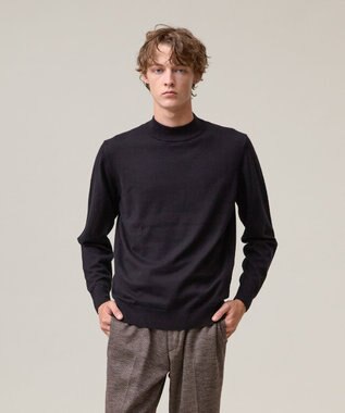 動きやすさにこだわった立体設計【洗える】コットンカシミヤモックネック ニット
