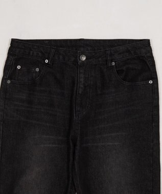 WEGO 【ユニセックス着用ITEM】シャーリングフレアデニムスキニーパンツ デニムブラックソノタ