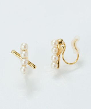 Phoebe 【痛くないシリーズ/金属アレルギー対応】パールクロスライトフィットイヤリング　ゴールド ゴールド