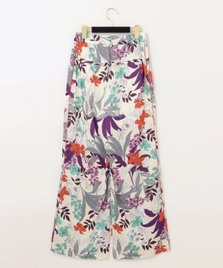 GRACE CONTINENTAL ボタニカルプリントワイドパンツ ベージュ