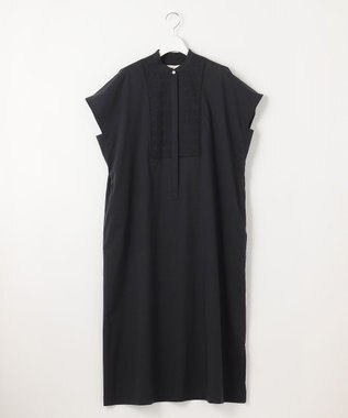 自由区 L 【洗える】ジオメトリックエンブロイダリーシャツ ワンピース ネイビー系