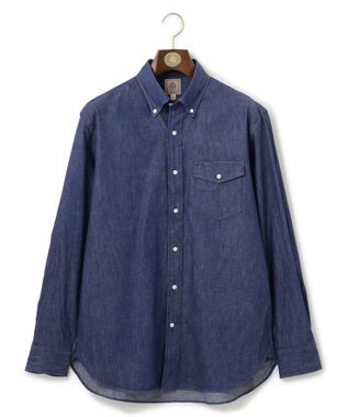 J.PRESS MEN デニムルックツイル ボタンダウンシャツ ブルー系