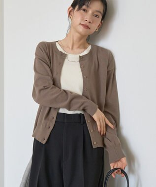 AMERICAN HOLIC コットンブレンドクルーネックカーディガン Mocha