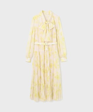 GRACE CONTINENTAL フラワープリントプリーツワンピース イエロー