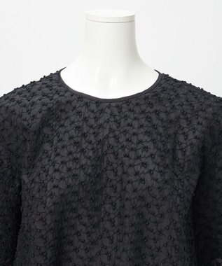 23区 L 【R(アール)】ランダムドットレース Aライン ブラウス ブラック系