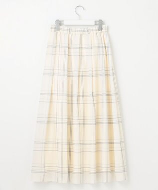 自由区 S 【SHIHOさん着用・洗える】エアリーウィンドウペンチェックプリント スカート エクリュ×グレー