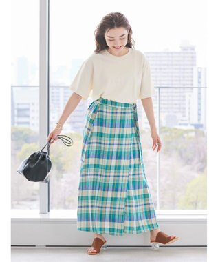 AMERICAN HOLIC ラップ風チェックスカート Green