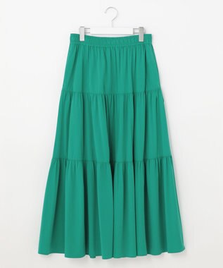UNFILO 【撥水/UVケア/接触冷感】シャカ楽ストレッチ ティアードスカート グリーン系