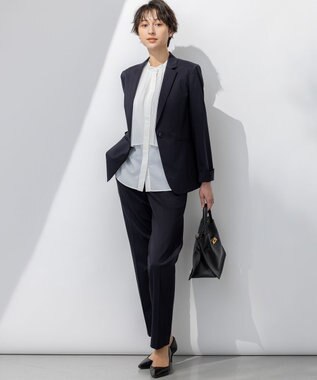 23区 S 【セットアップ対応/洗える】ストレッチシャンブレー テーラードジャケット ネイビー系