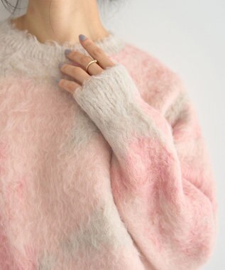 YECCA VECCA フラワー柄シャギーニット Pink