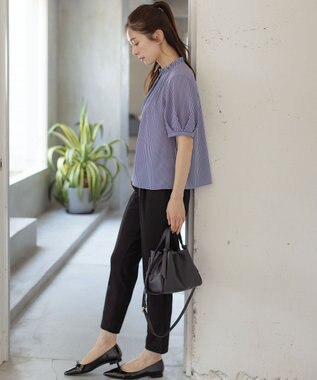 組曲 【晴雨兼用】ポインテッドリボンパンプス ブラック系