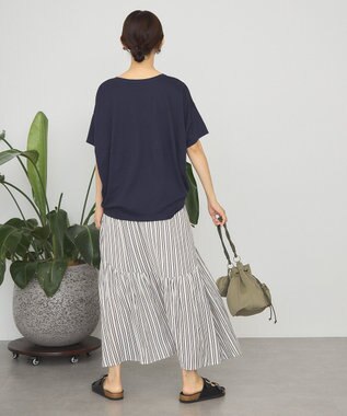 AMERICAN HOLIC 楊柳ギャザーボリュームフレアスカート Stripe