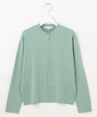 自由区 L 【アンサンブル対応・洗える】アセテートコットン カーディガン ミストグリーン
