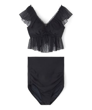 San-ai Resort（三愛水着楽園） 【San-ai Resort×PEACH　JOHNコラボ】【ナイスバディ水着】フリルワイヤービキニ　9M・11L　【San-ai Resort（サンアイリゾート）】 ブラック