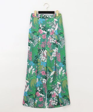 GRACE CONTINENTAL ボタニカルプリントワイドパンツ グリーン