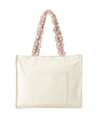 Maison de FLEUR ロゴ刺繍フリルハンドル帆布キャリーオンバッグ Pink