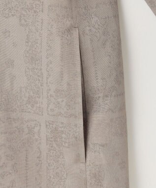 ICB 【日本製・洗える】ペイズリーレノクロス ノーカラージャケット クリームブラウン系