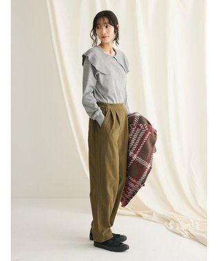 CRAFT STANDARD BOUTIQUE 綿ピーチ綺麗シルエットパンツ Khaki