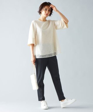 自由区 【セットアップ対応・洗える】ラッセルレース ブラウス ベージュ系