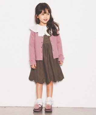 ANY KIDS チェックジャンパースカート ベージュチェック