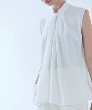 BEIGE， ANITA / ノースリーブタックブラウス White