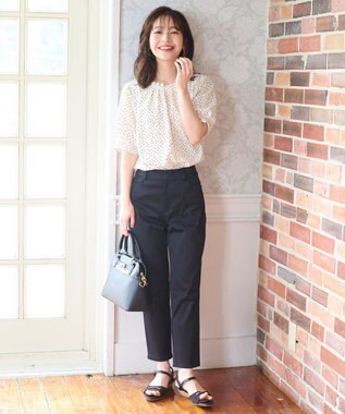 ANY SIS 【撥水】サテンストレッチビューティ パンツ ブラック