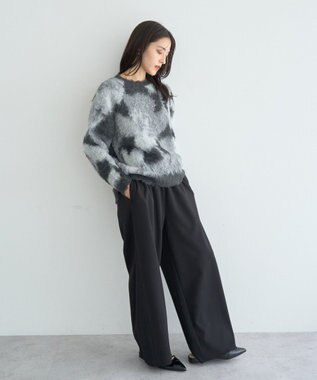 YECCA VECCA フラワー柄シャギーニット Charcoal Gray