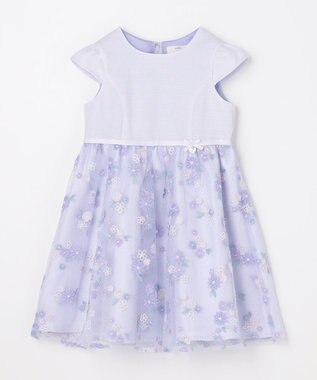 ANY KIDS 花柄刺繍ワンピース ラベンダー