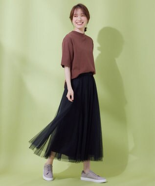 ANY 【ウエストゴム】チュールフレアースカート ブラック