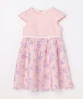 ANY KIDS 花柄刺繍ワンピース ピンク