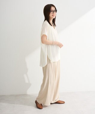 Green Parks フレンチスリーブリブドッキングシャツ Off White