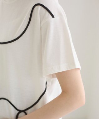 WEGO 【ANGIE VINTAGE】コード刺繍デザインTシャツ オフホワイト
