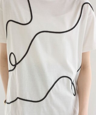 WEGO 【ANGIE VINTAGE】コード刺繍デザインTシャツ オフホワイト