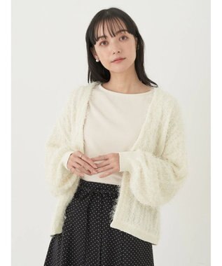 earth music&ecology ふさふさショートカーディガン Ivory